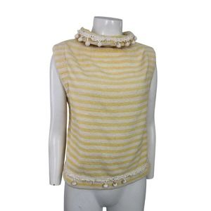 1960s Terry Cloth Sleeveless Stripe Beach Top / Women’s S/M AS IS